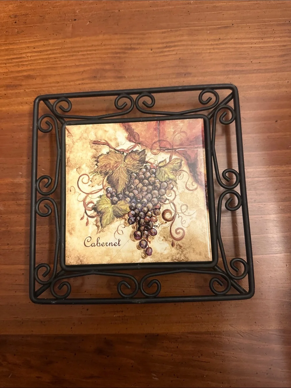 Wine-Themed Decorative Ceramic Tile Coasters/ Wall Plaques - Set of 2